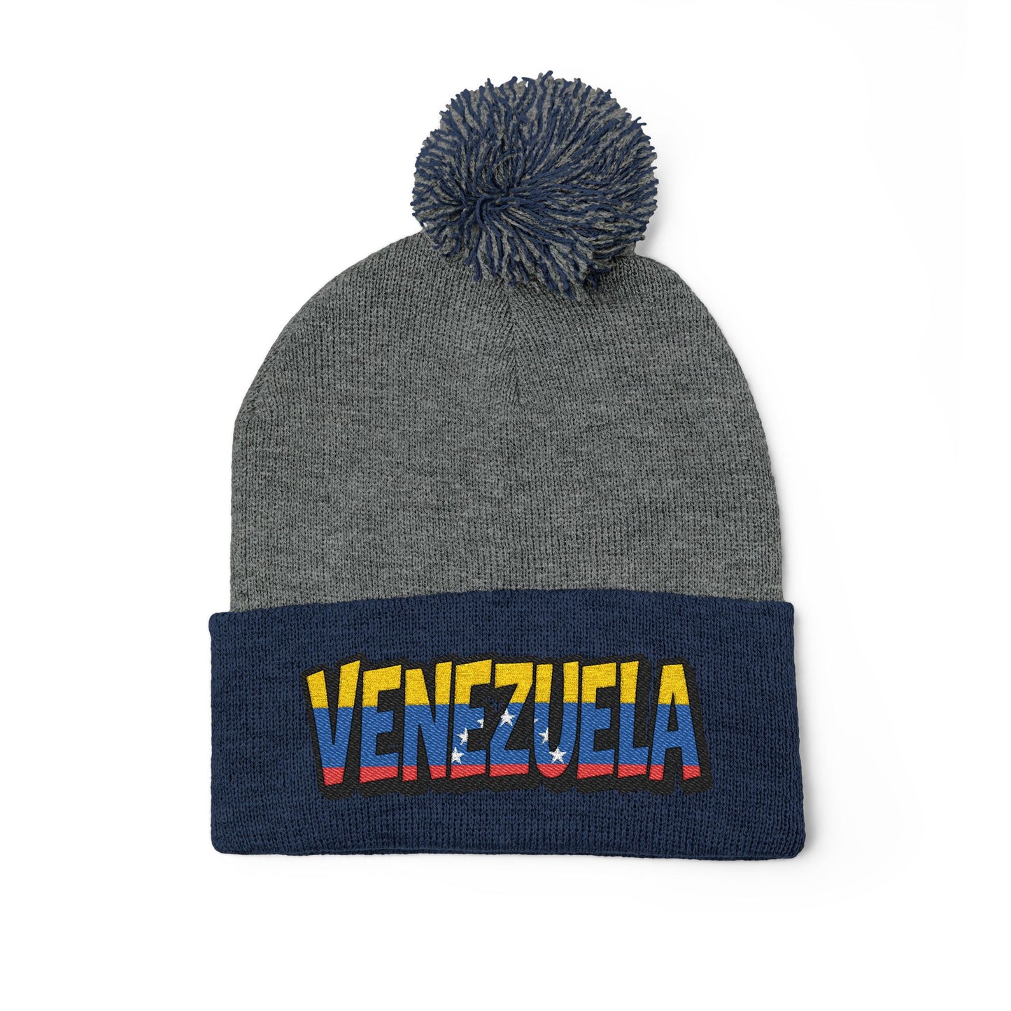 Venezuela Embroidered Pom-Pom Knit Cap