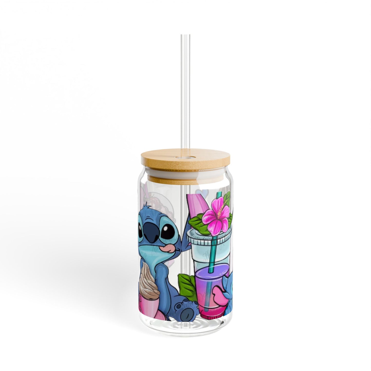 Whimsical Sipper Glass, Lilo & Stitch Floral Drinkware