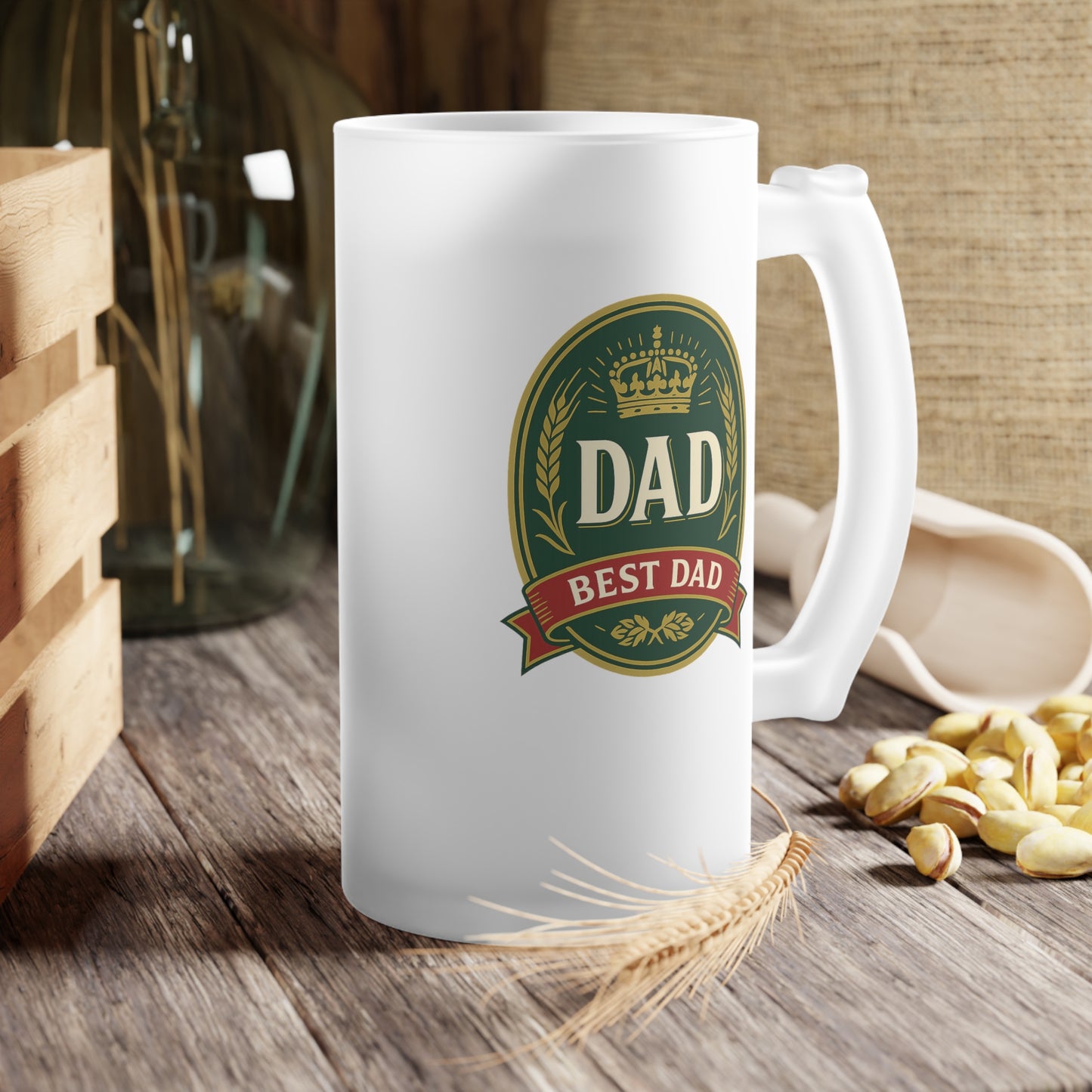 Frosted Glass Beer Mug - Personalized Craft Beer Tankard, Unique Gift for Beer Lovers, Birthday, Father's Day, Home Bar Decor, Pub Use