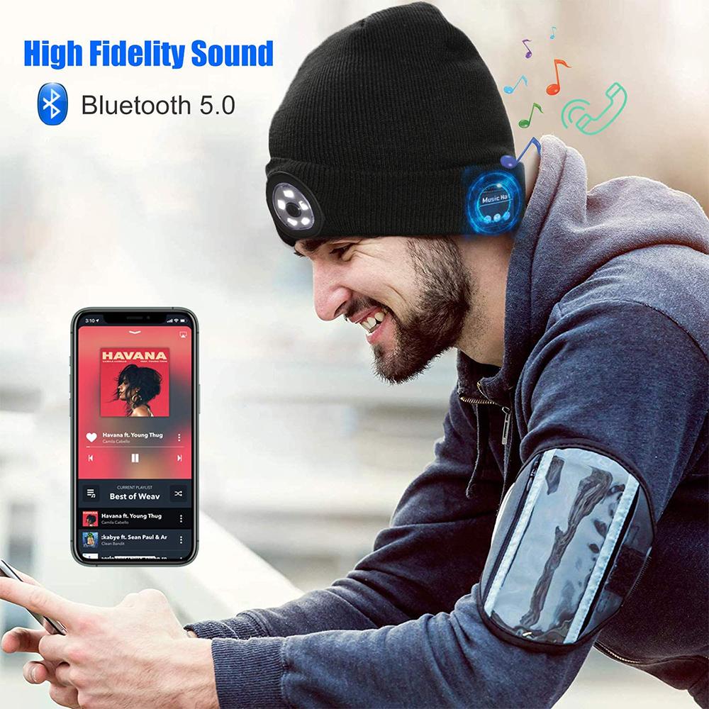 Wireless Bluetooth LED Beanie Hat with Speakers