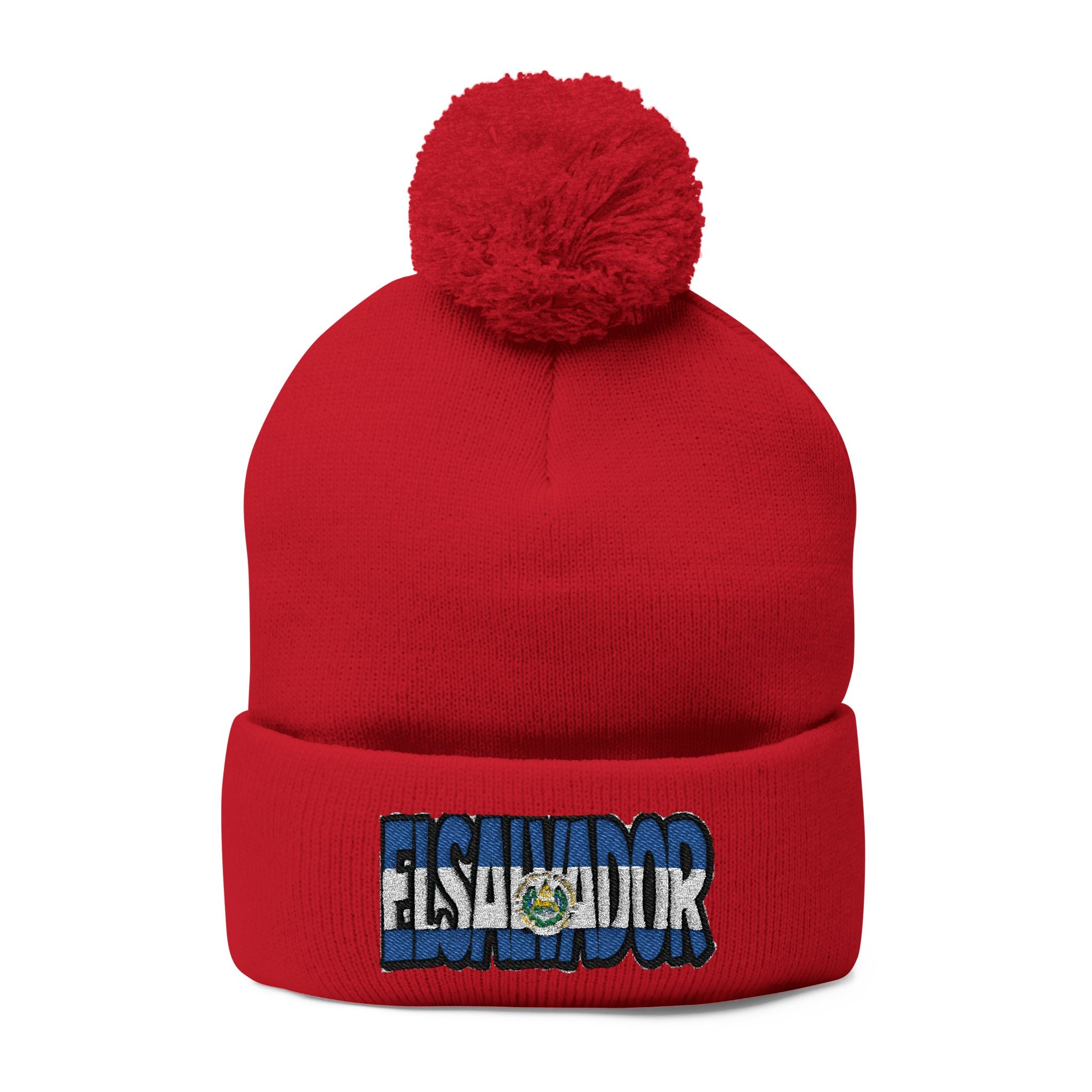 El Salvador Embroidered Pom-Pom Knit Cap