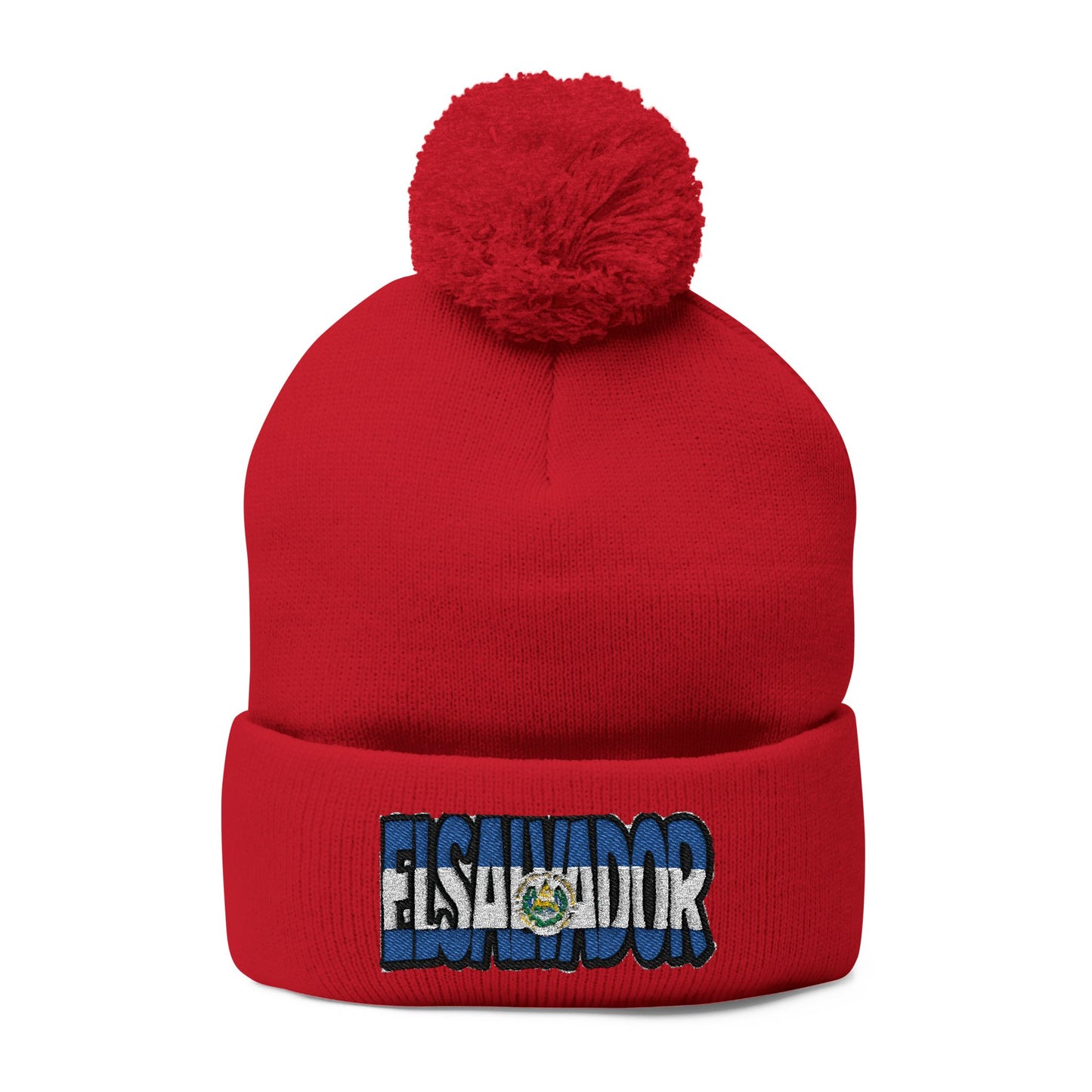 El Salvador Embroidered Pom-Pom Knit Cap