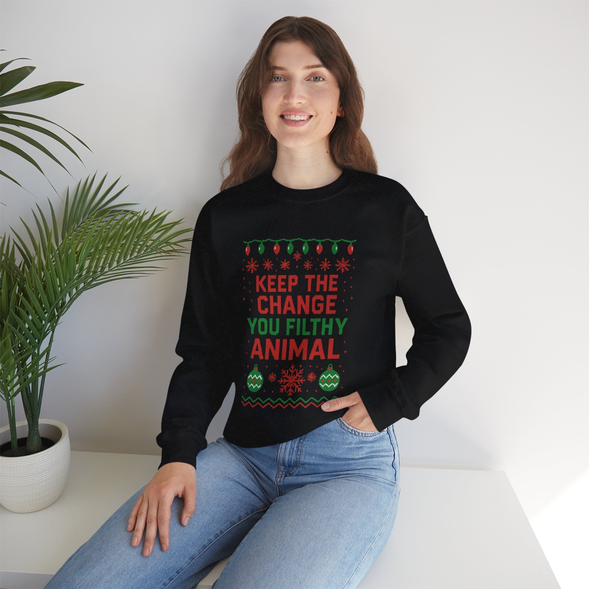 Festive Sweatshirt: 'Keep the Change, You Filthy Animal'