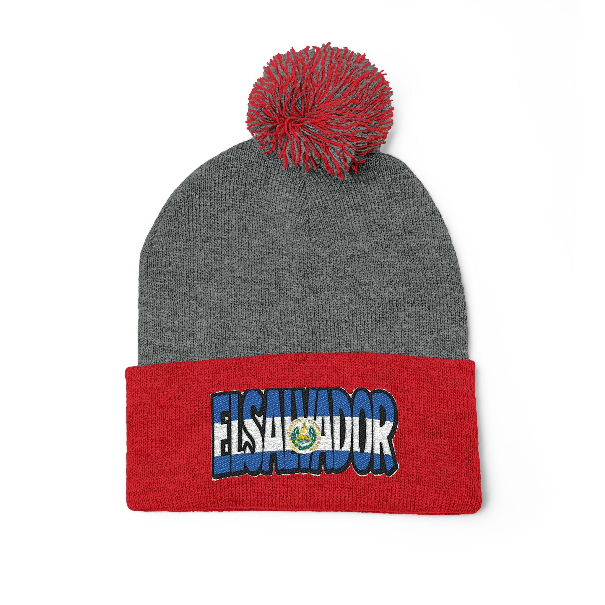 El Salvador Embroidered Pom-Pom Knit Cap