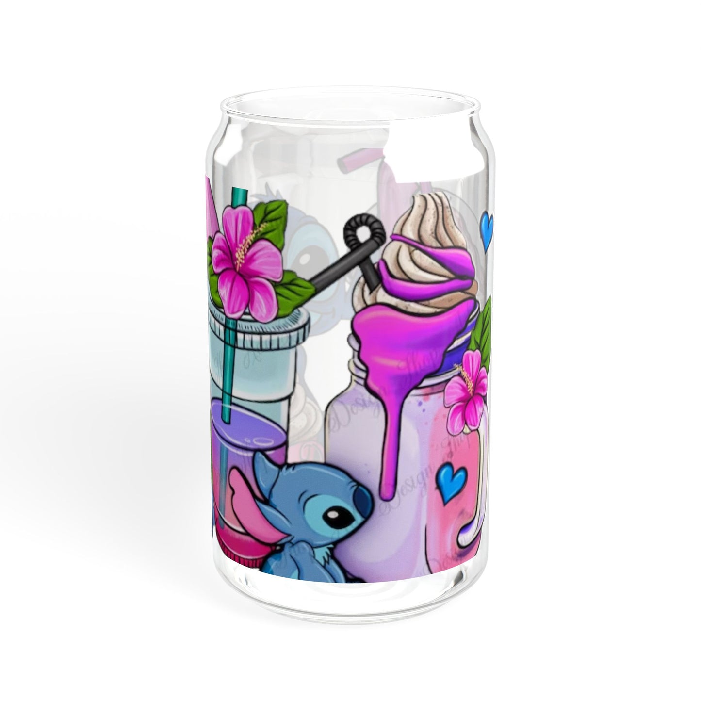 Whimsical Sipper Glass, Lilo & Stitch Floral Drinkware