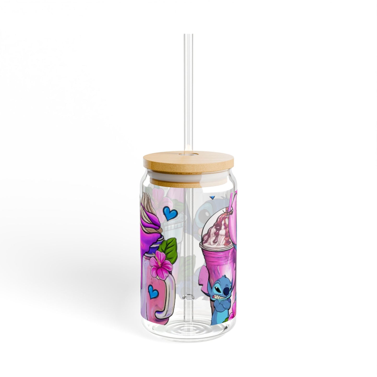 Whimsical Sipper Glass, Lilo & Stitch Floral Drinkware