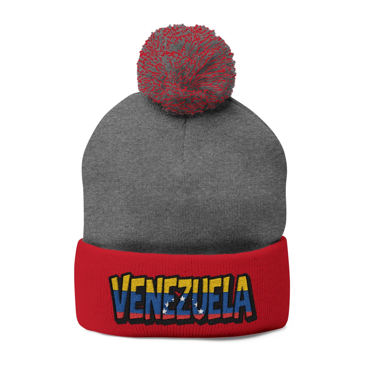 Venezuela Embroidered Pom-Pom Knit Cap