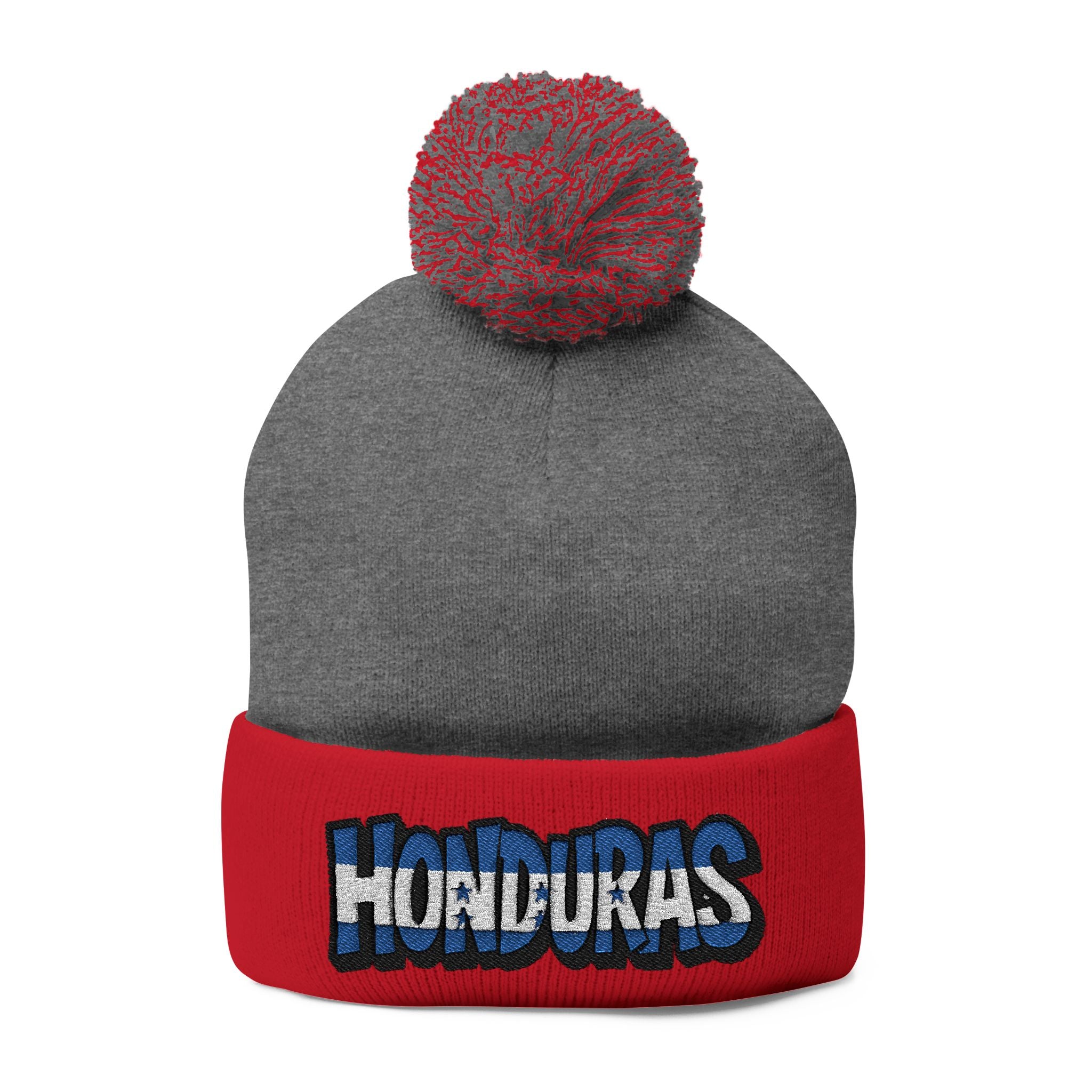 Honduras Embroidered Pom-Pom Knit Cap