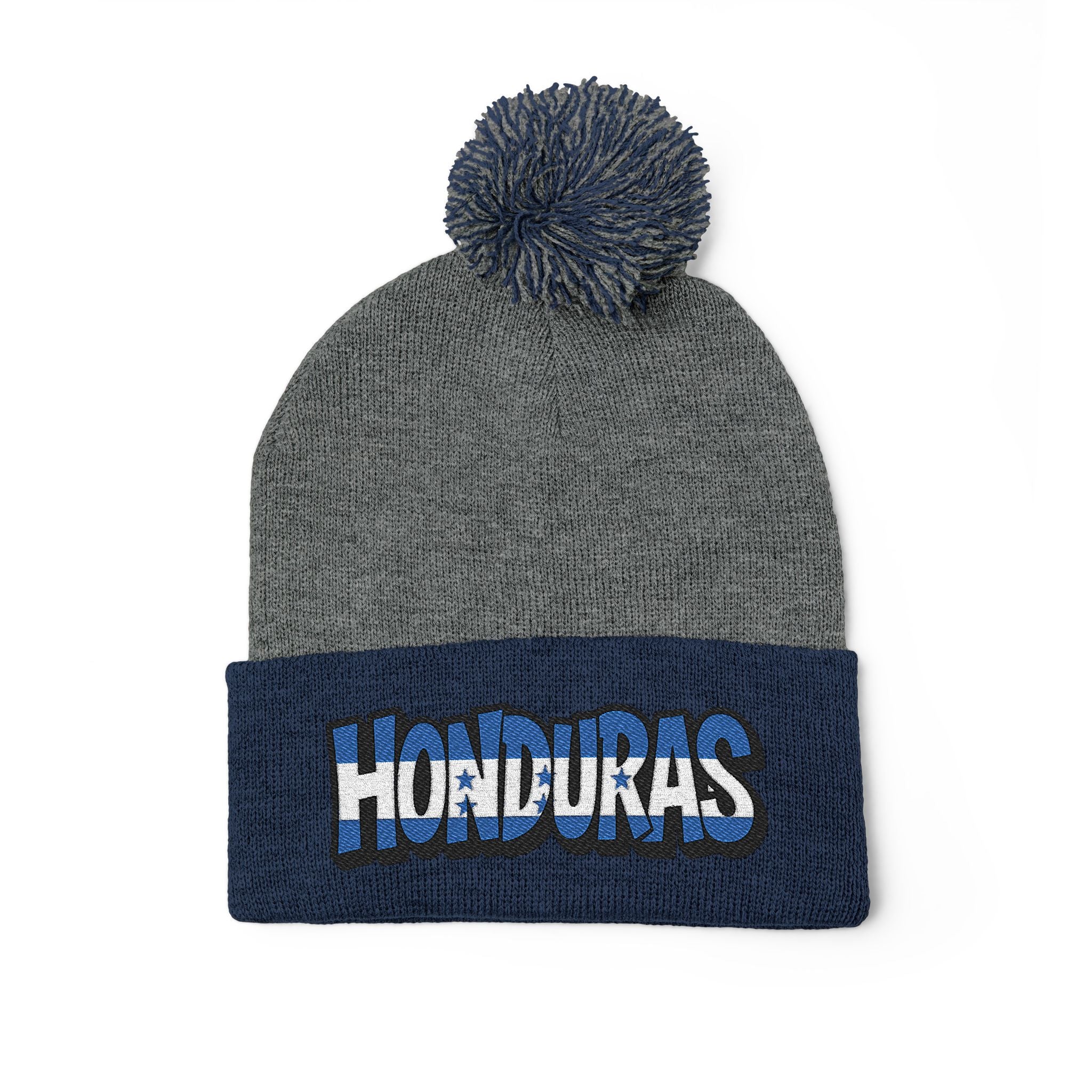 Honduras Embroidered Pom-Pom Knit Cap