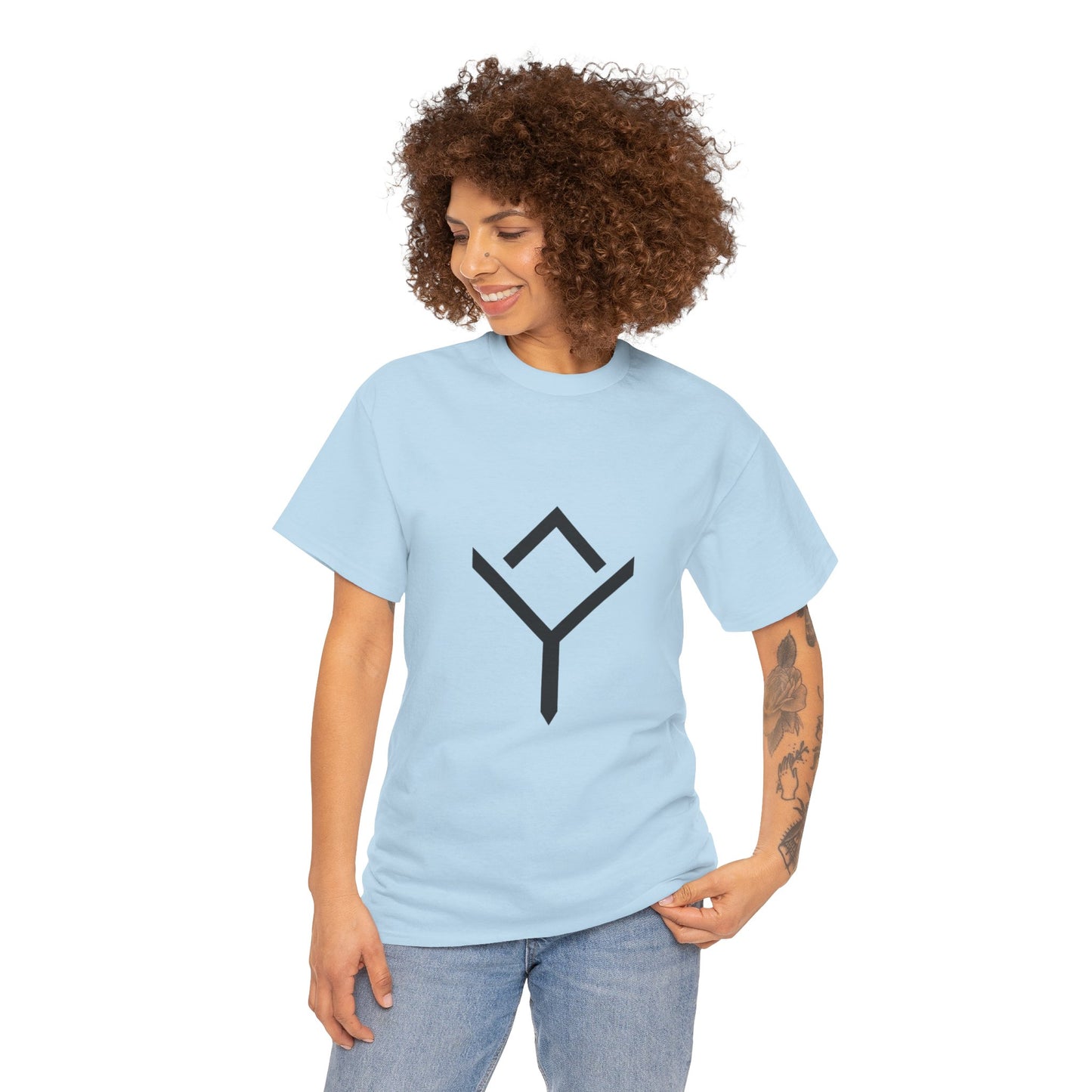 Minimalist Rune Symbol Tee — Positivity & Strength