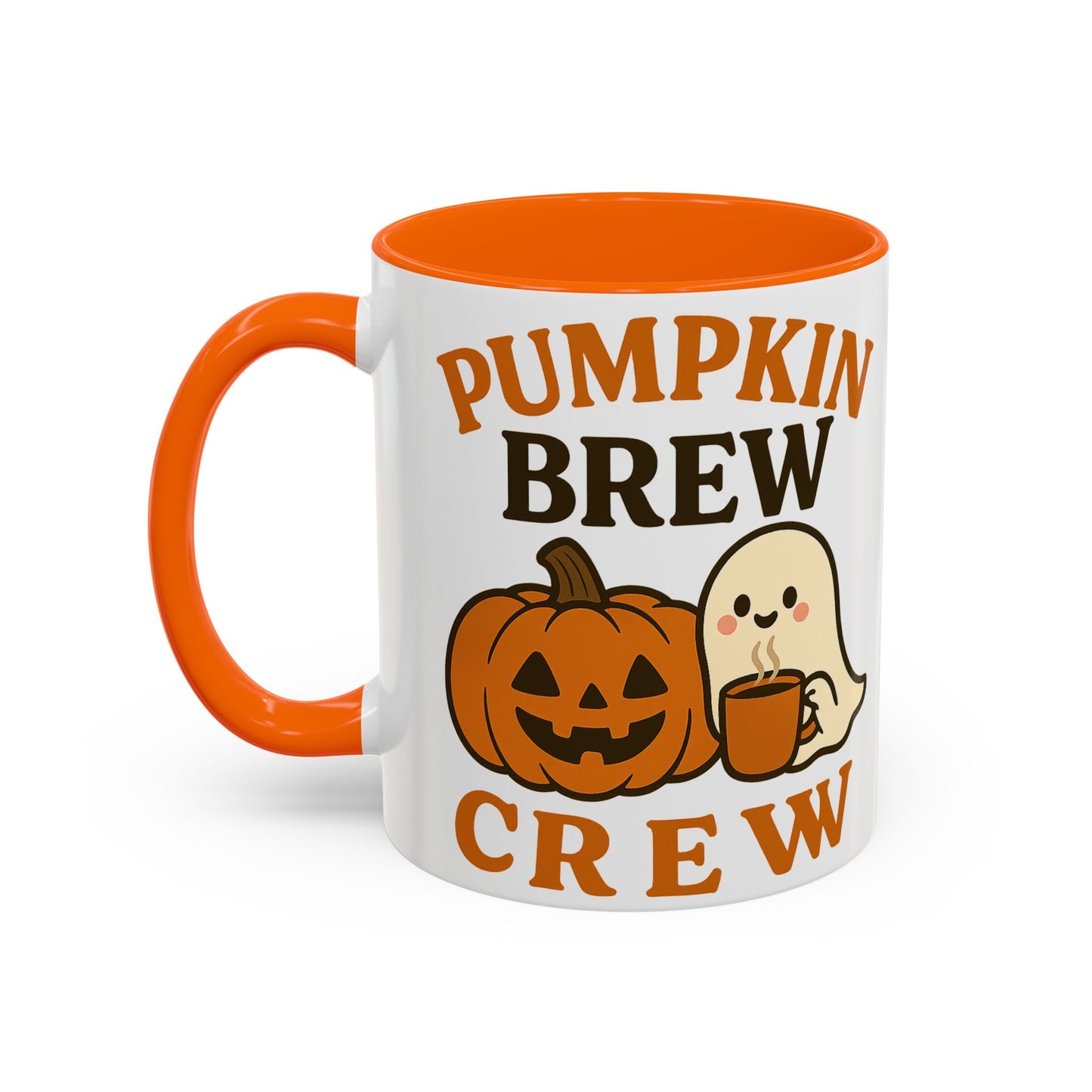 Pumpkin Brew Crew Coffee Mug | Autumn Mug | Halloween Gift | Cozy Kitchen Decor | Coffee Lover Gift, Seasonal Mug, Cute Ghost Mug
