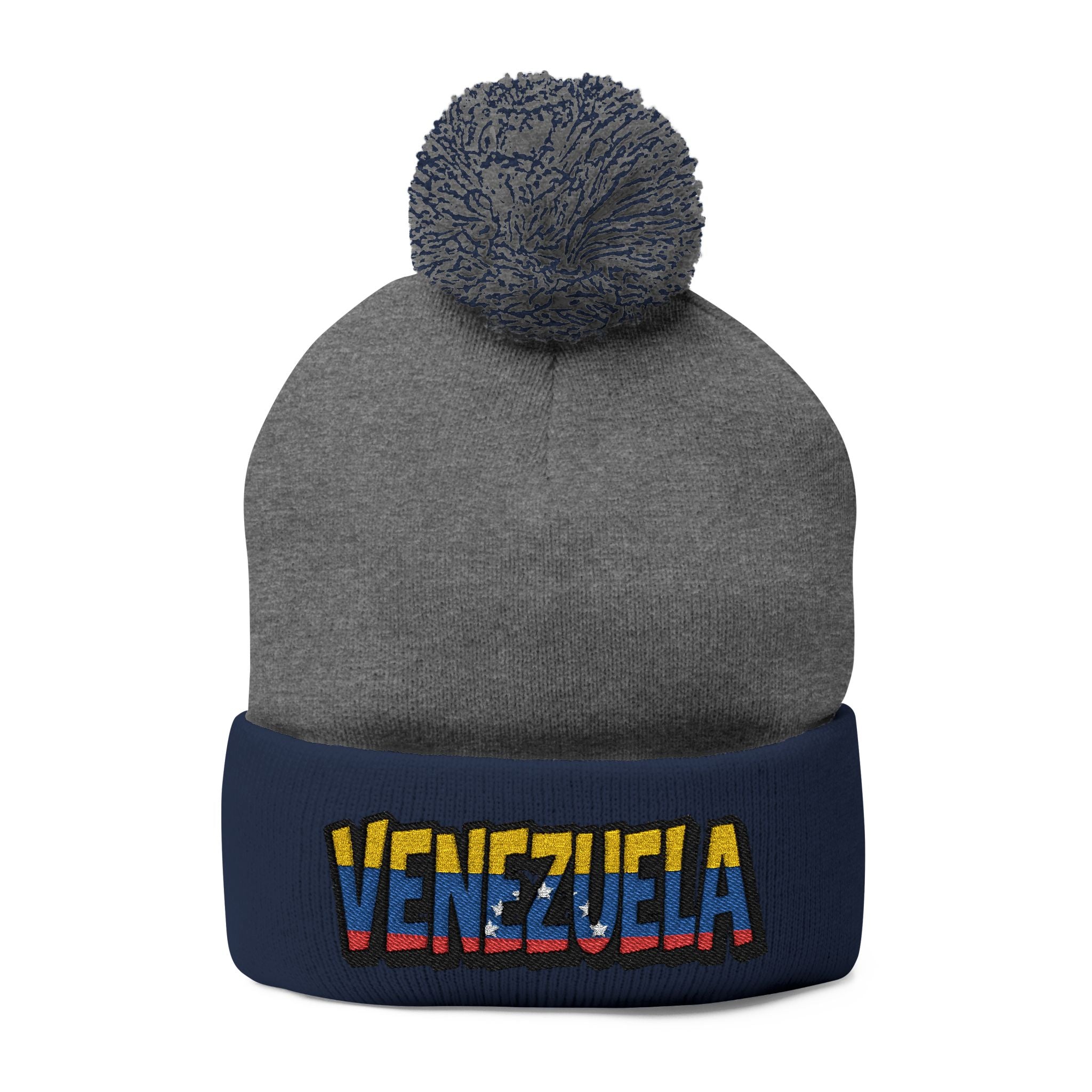Venezuela Embroidered Pom-Pom Knit Cap