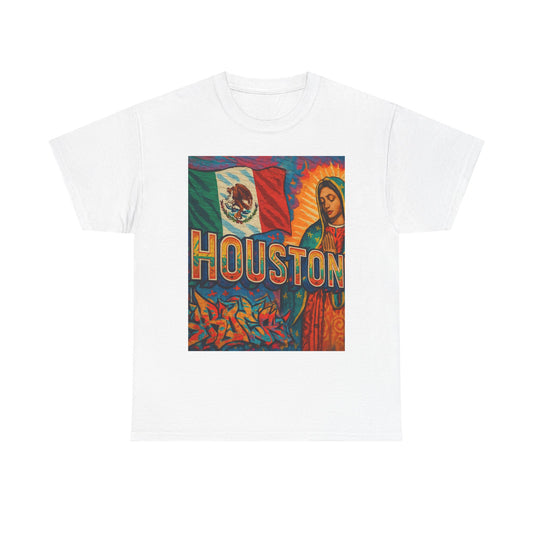 Houston Graphic Tee, Unisex Heavy Cotton Tee, Texas Pride Shirt, Mexican Culture Tee, Casual Summer Top, Fun Gift for Friends