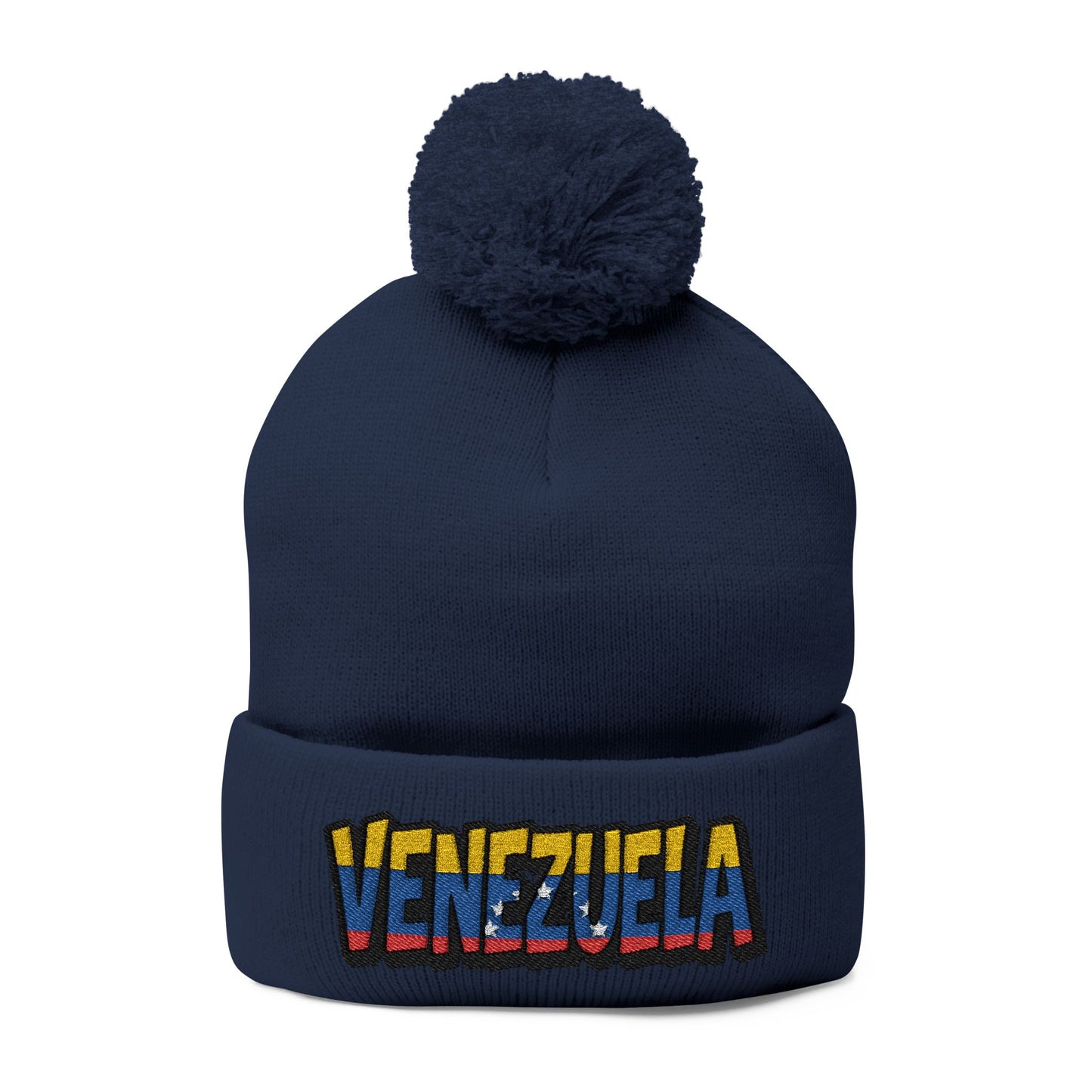 Venezuela Embroidered Pom-Pom Knit Cap