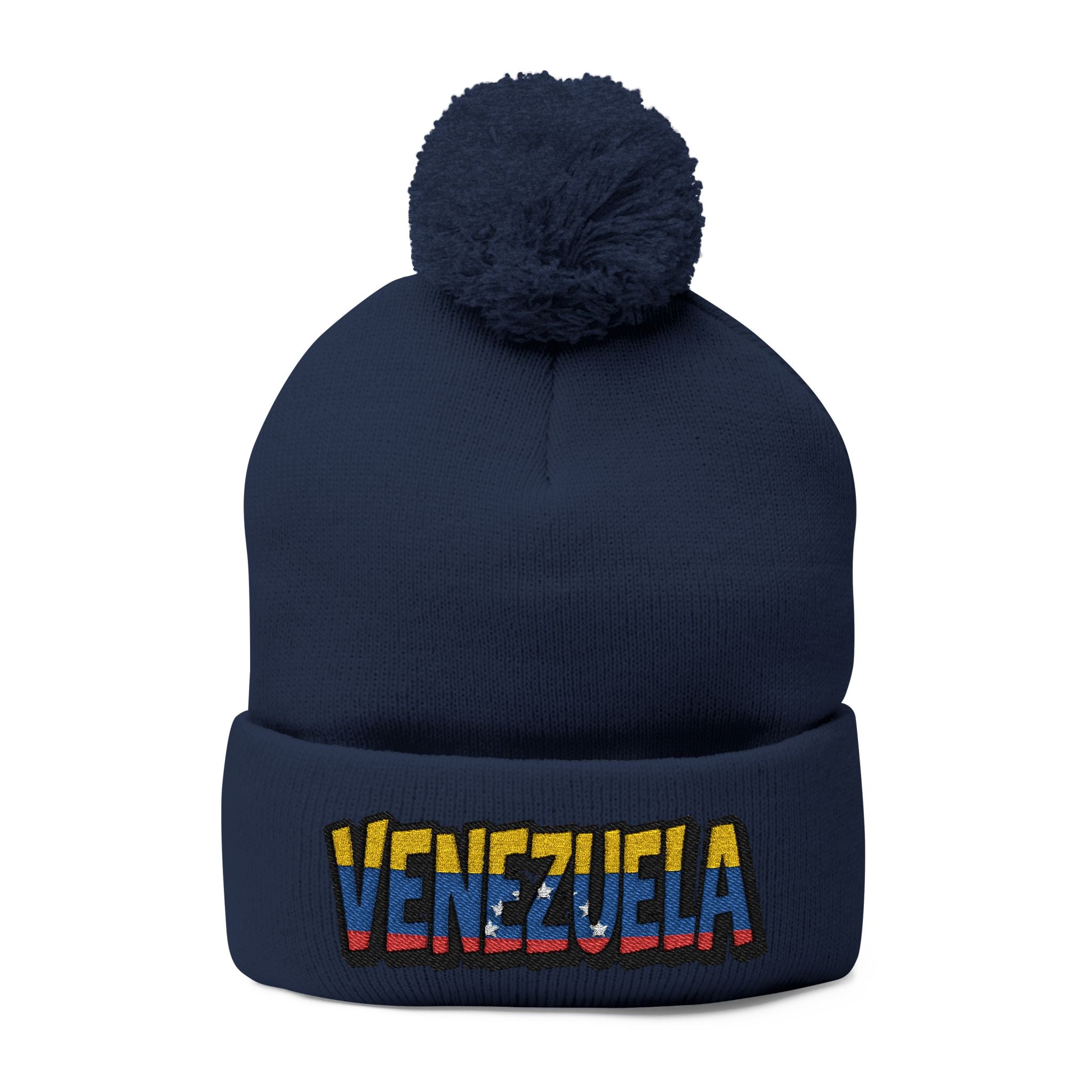 Venezuela Embroidered Pom-Pom Knit Cap