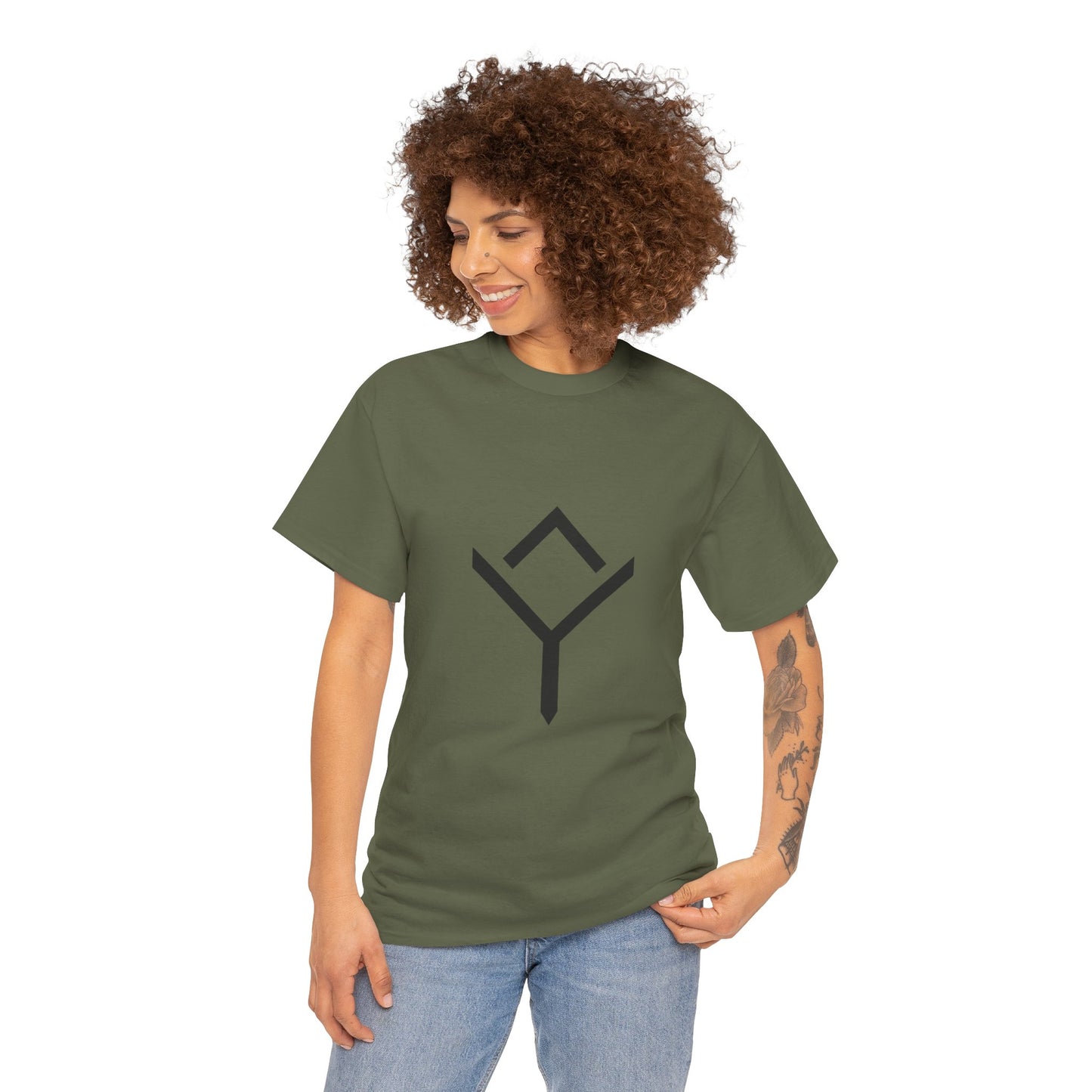 Minimalist Rune Symbol Tee — Positivity & Strength