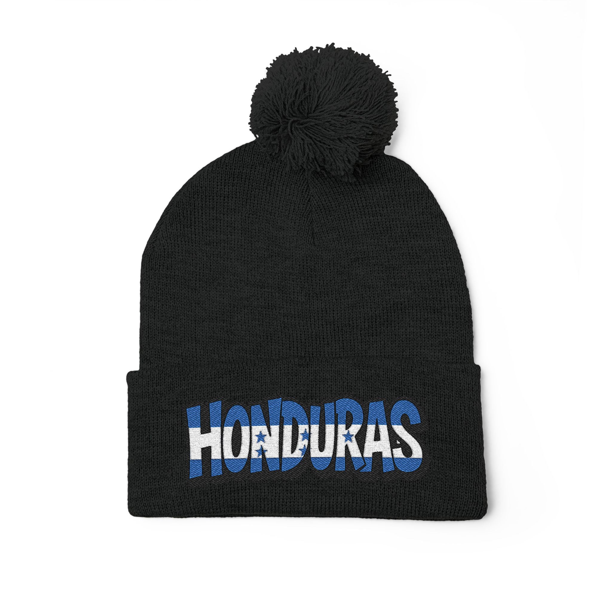 Honduras Embroidered Pom-Pom Knit Cap