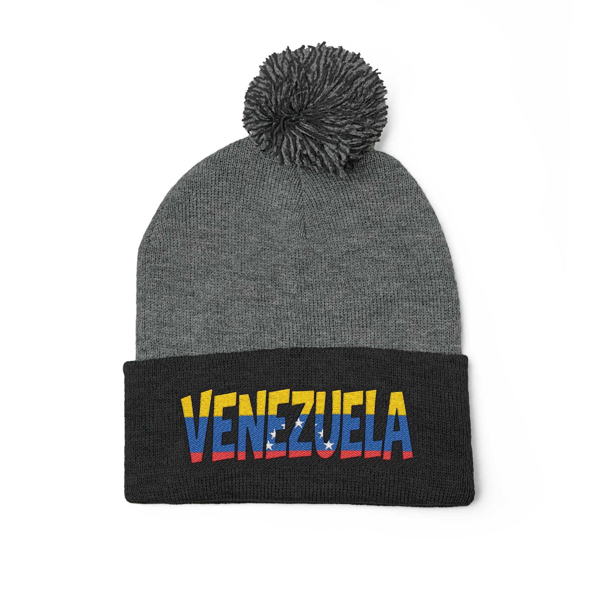Venezuela Embroidered Pom-Pom Knit Cap