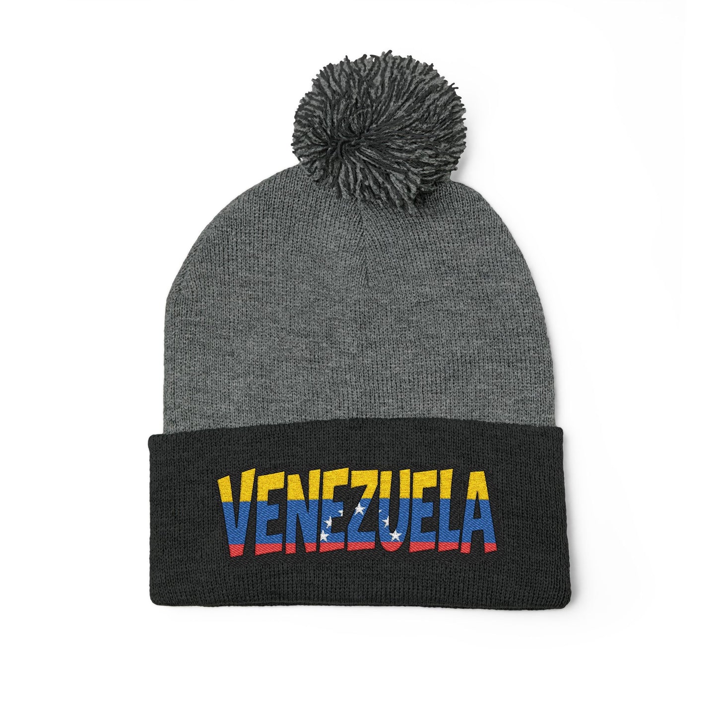 Venezuela Embroidered Pom-Pom Knit Cap