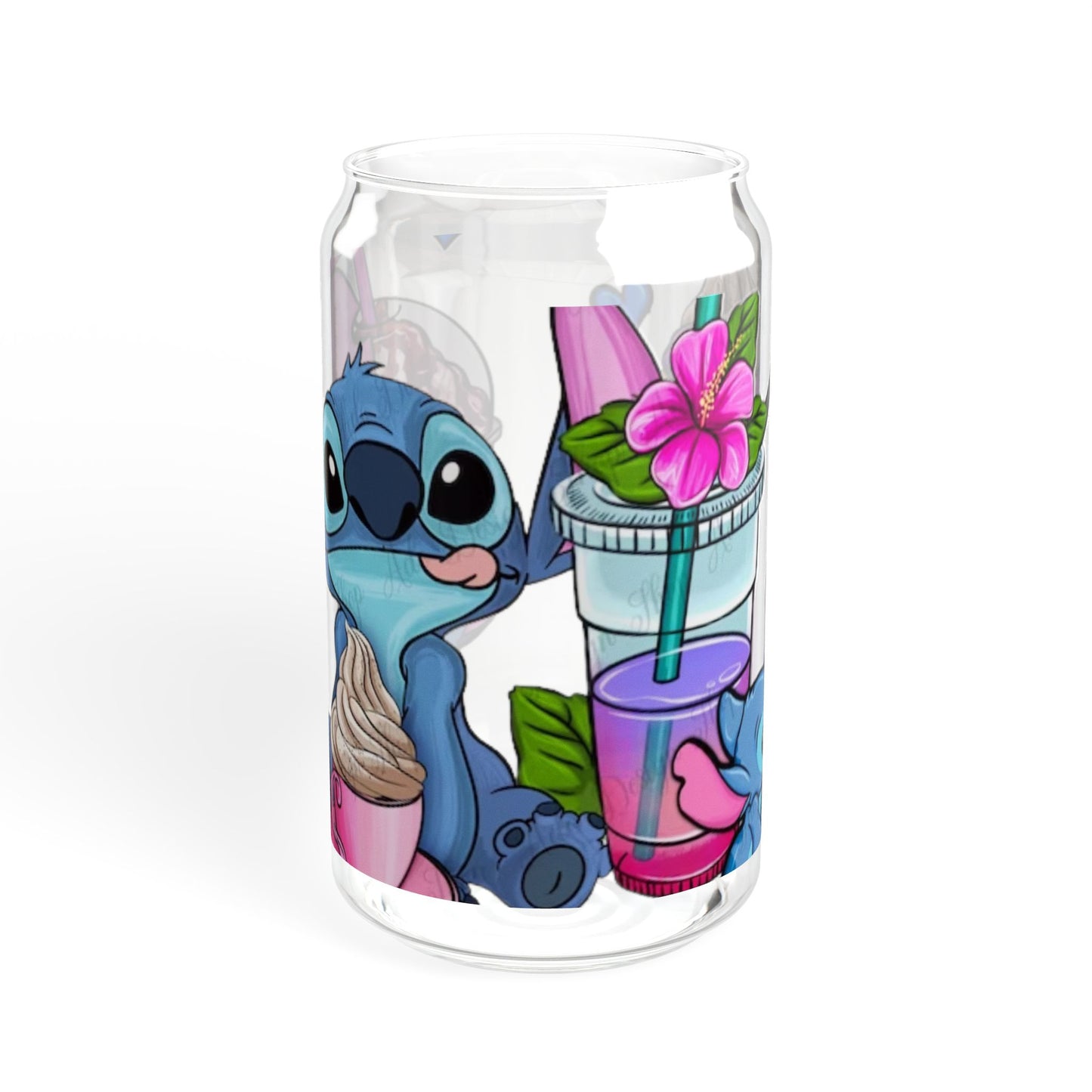 Whimsical Sipper Glass, Lilo & Stitch Floral Drinkware