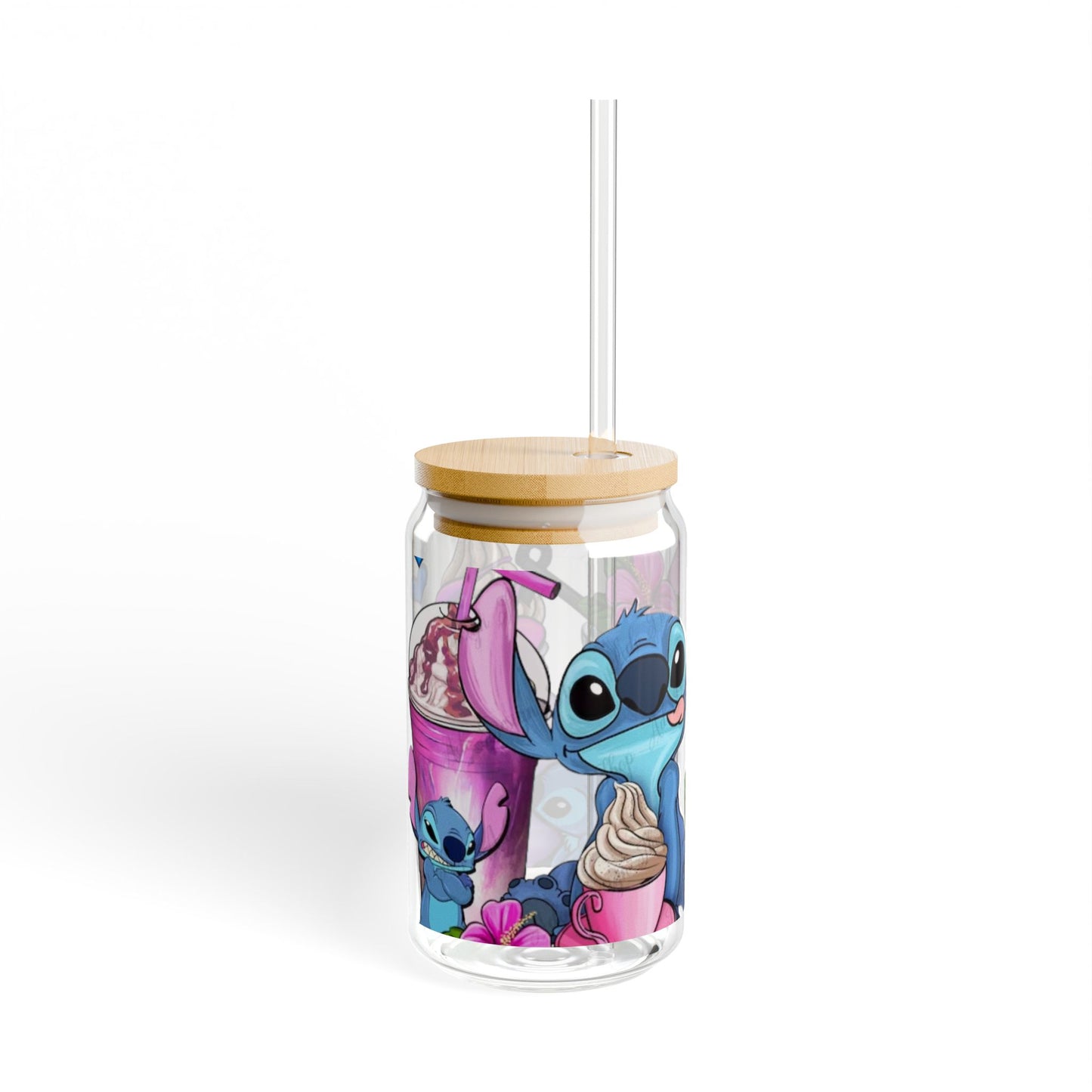 Whimsical Sipper Glass, Lilo & Stitch Floral Drinkware