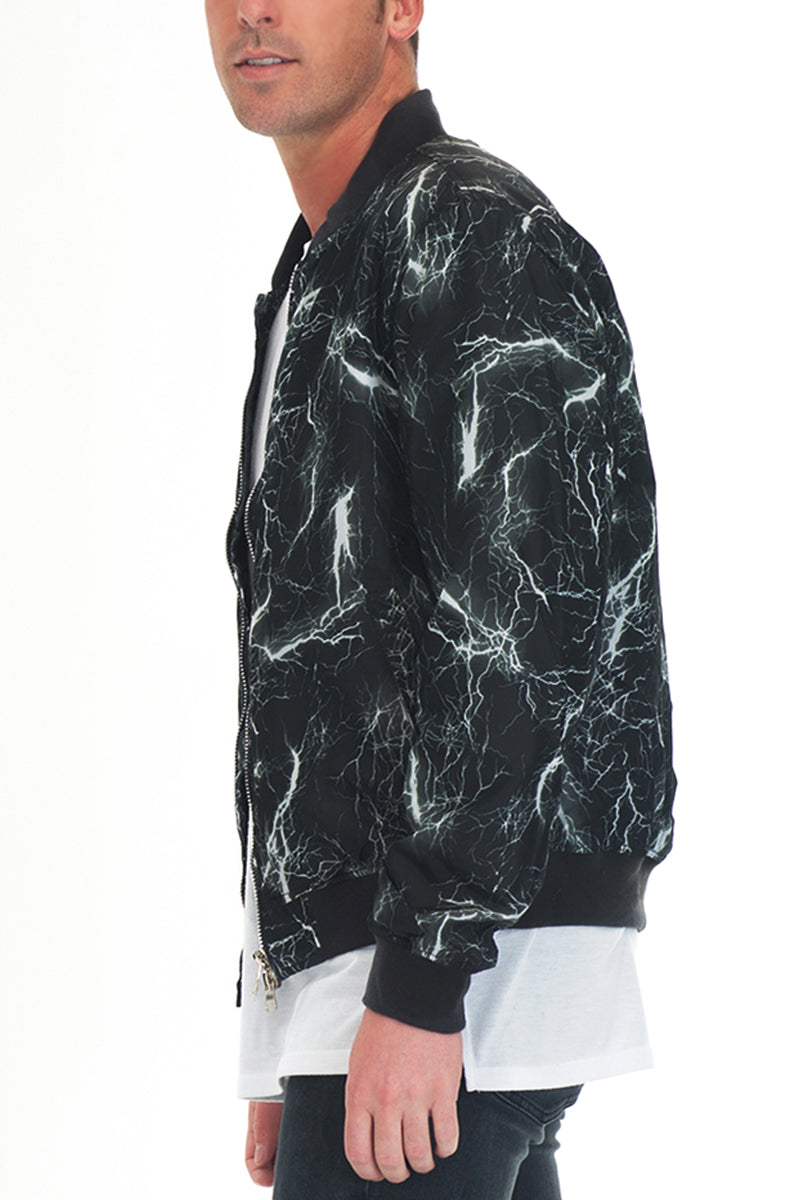 Bolt Print Bomber Jacket