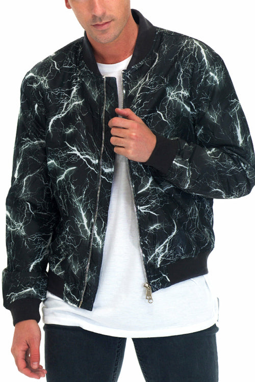 Bolt Print Bomber Jacket