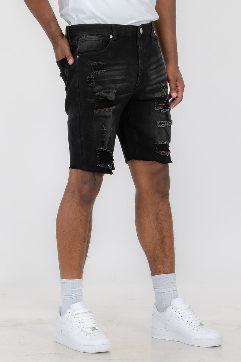 Men's Washed Distressed Denim Shorts - Casual Summer Style