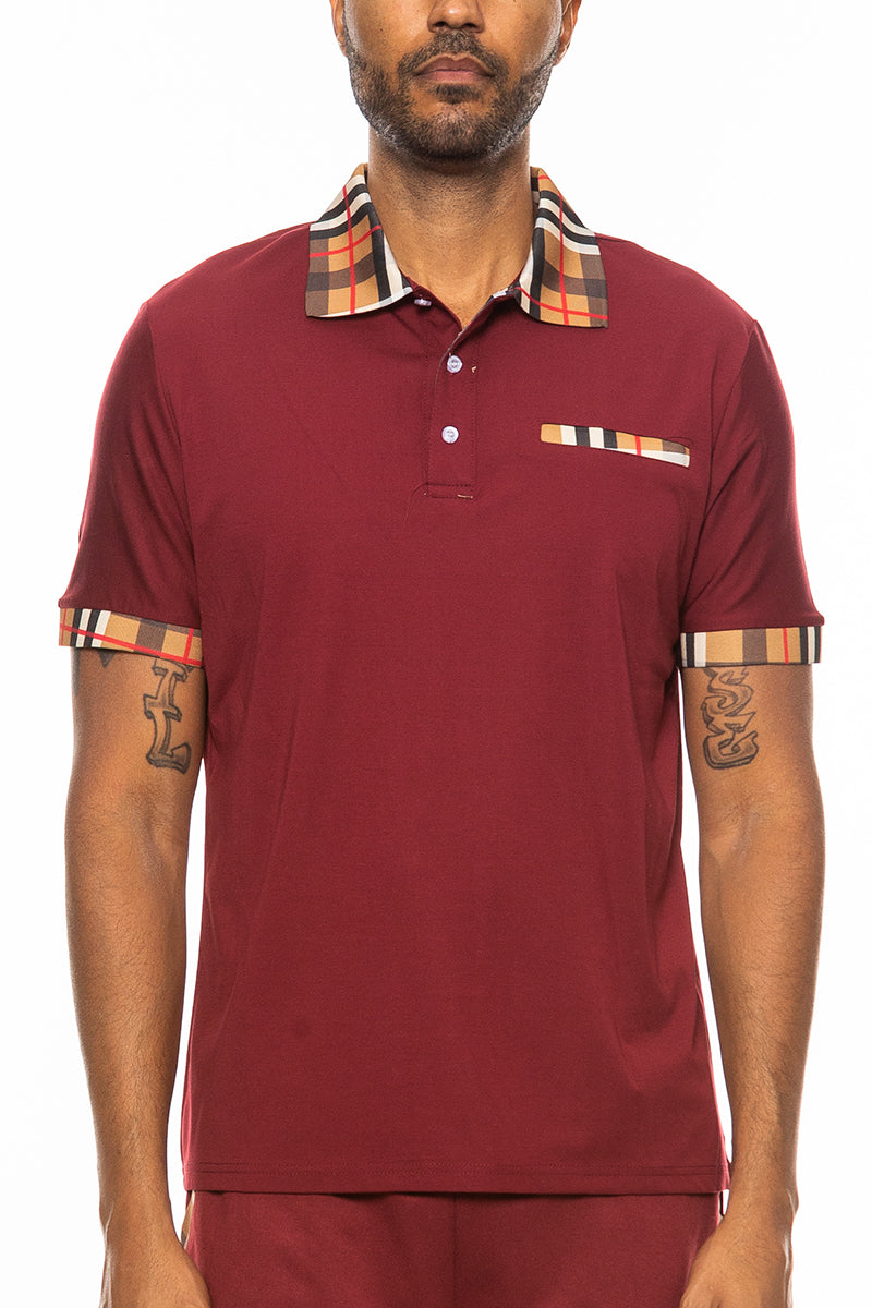 Men's Checkered Plaid Polo Shirt - Classic Cotton Blend