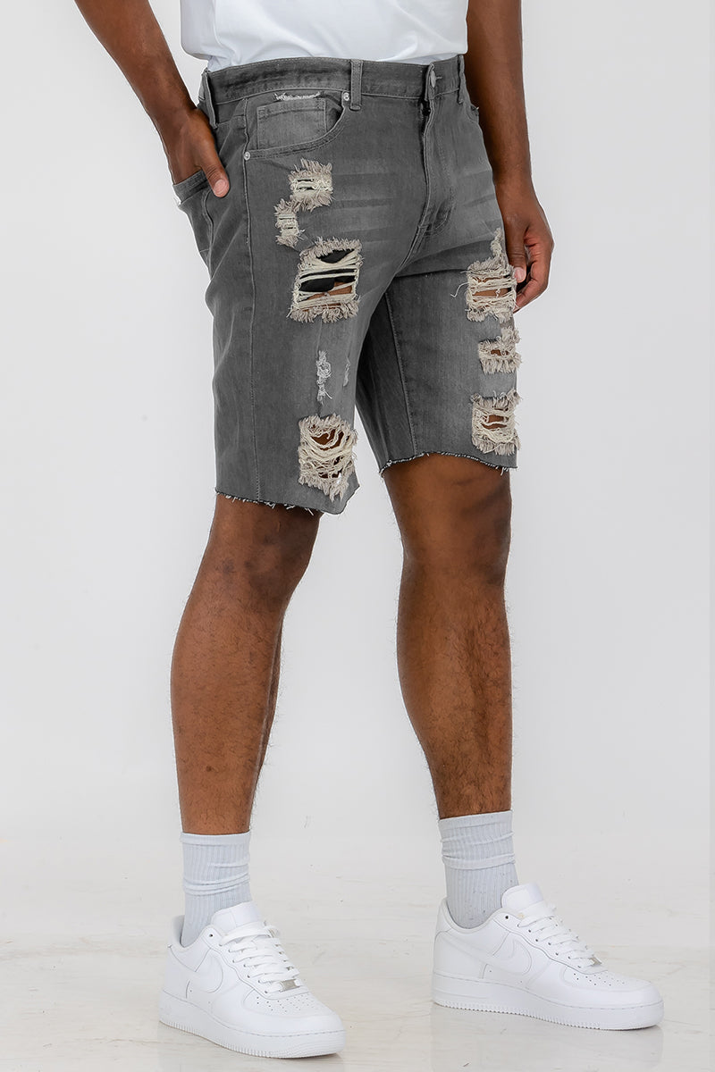 Men's Washed Distressed Denim Shorts - Casual Summer Style