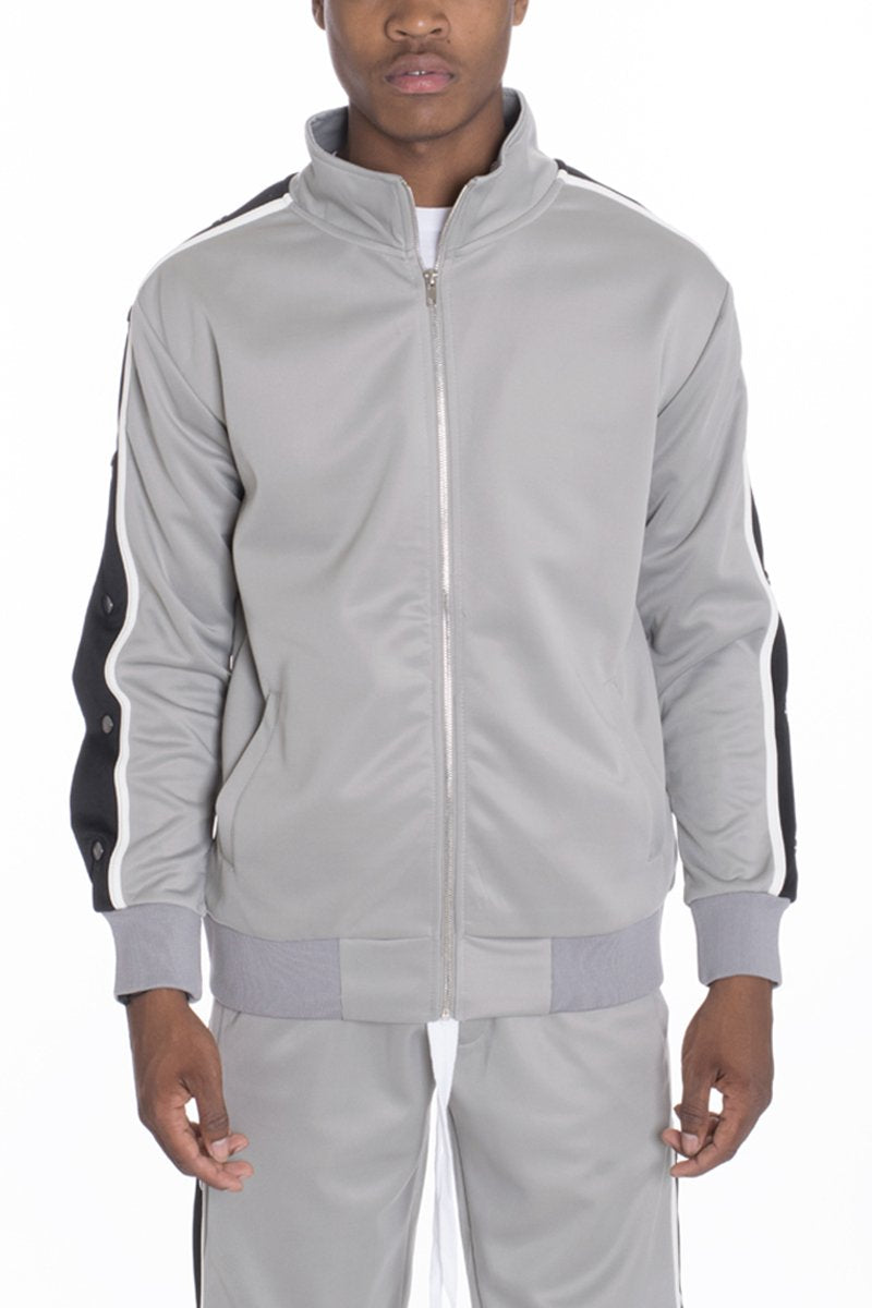 Snap Button Track Jacket - Grey