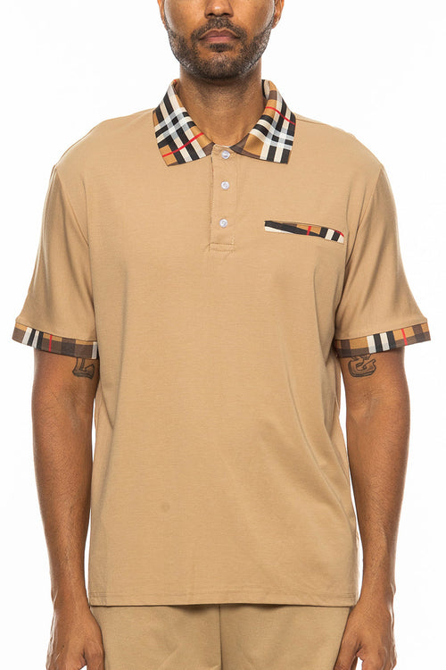 Men's Checkered Plaid Polo Shirt - Classic Cotton Blend