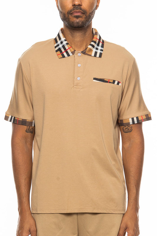 Men's Checkered Plaid Polo Shirt - Classic Cotton Blend