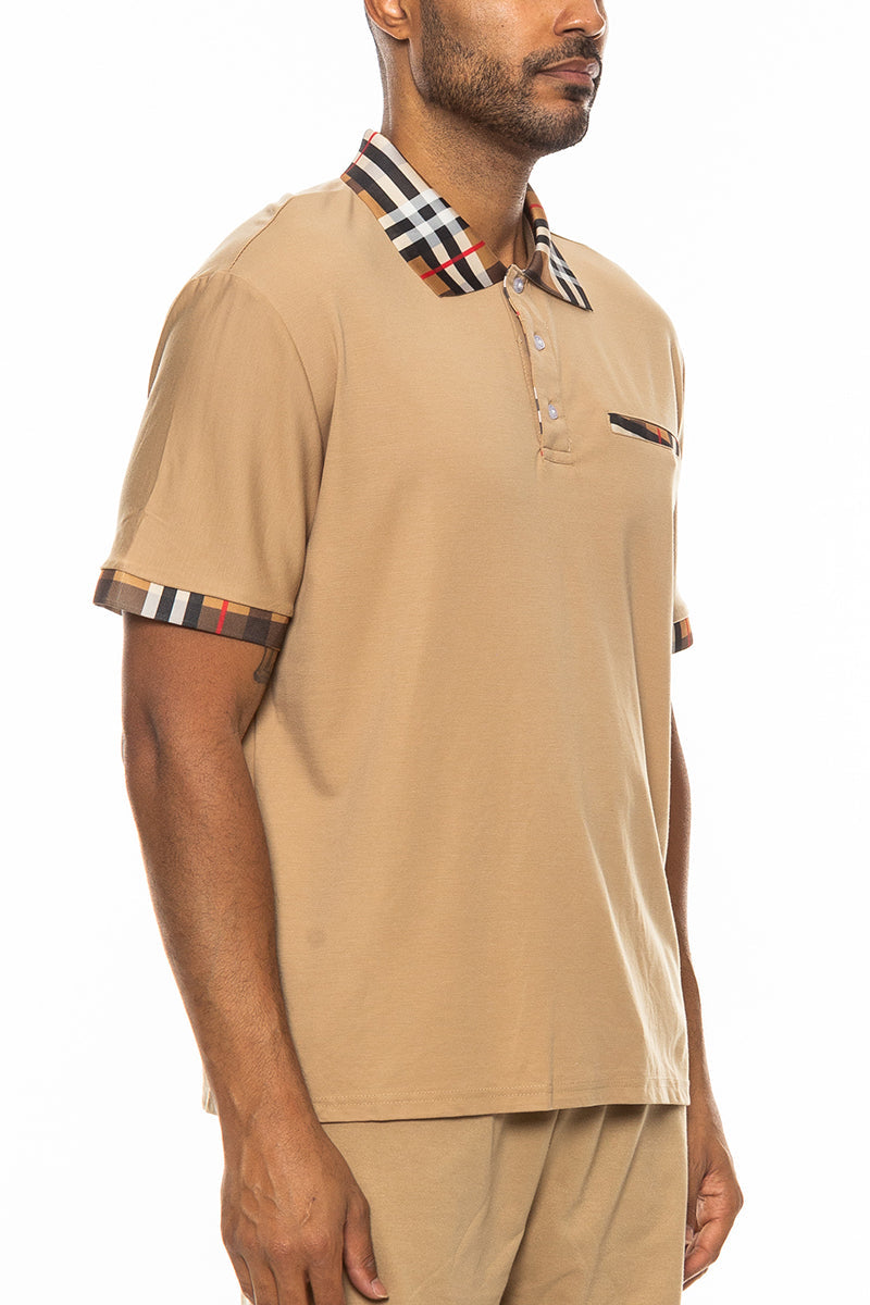 Men's Checkered Plaid Polo Shirt - Classic Cotton Blend