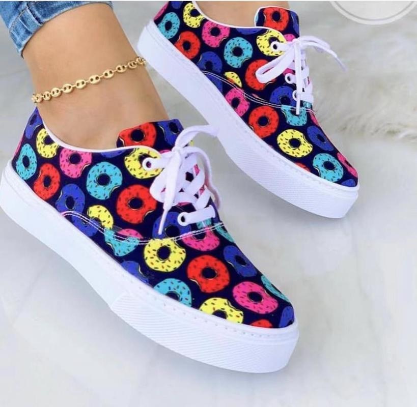 Women's Graffiti Print Fashion Sneakers - Casual Trainers