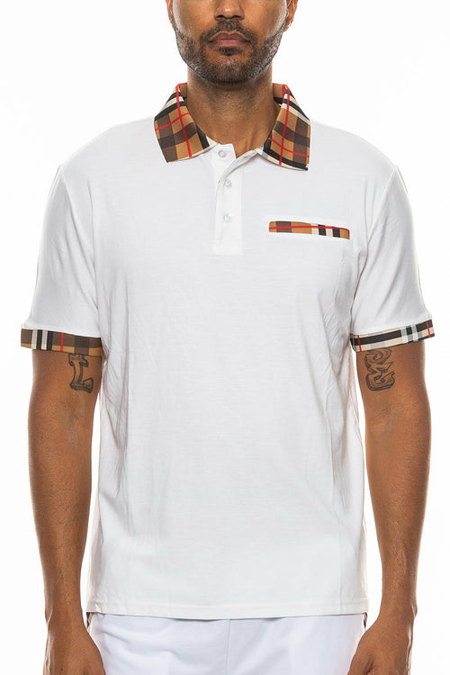Men's Checkered Plaid Polo Shirt - Classic Cotton Blend