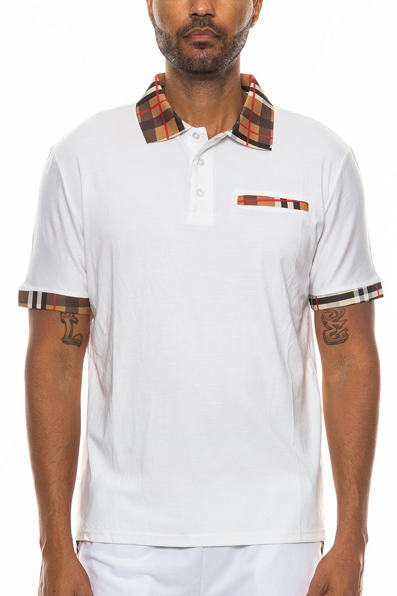 Men's Checkered Plaid Polo Shirt - Classic Cotton Blend