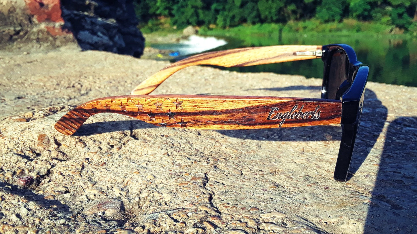Engleberts Zebrawood Polarized Sunglasses - Stars & Stripes Edition