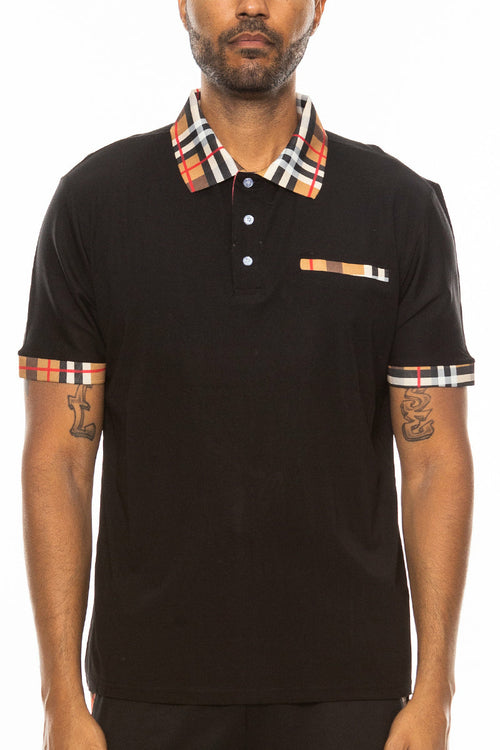 Men's Checkered Plaid Polo Shirt - Classic Cotton Blend