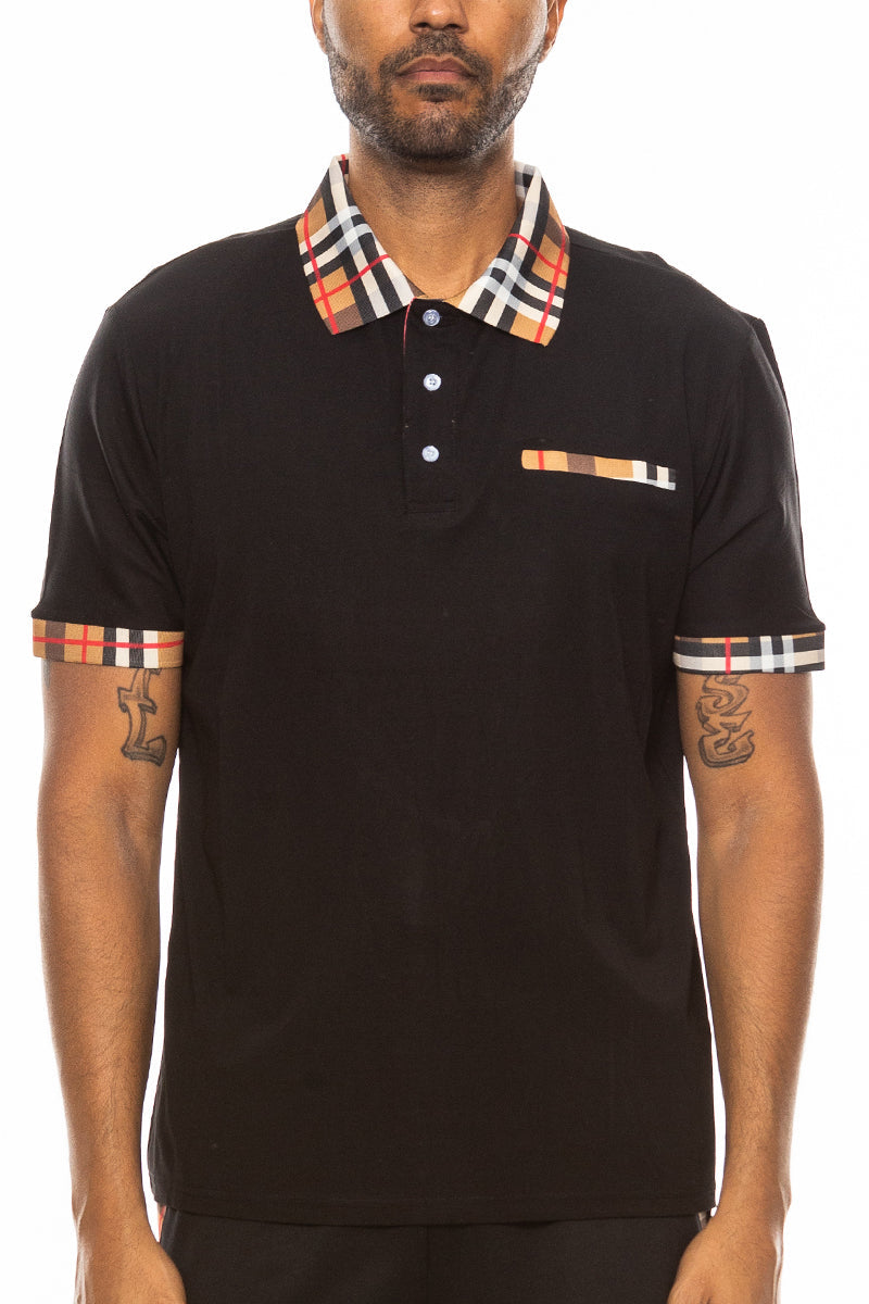 Men's Checkered Plaid Polo Shirt - Classic Cotton Blend