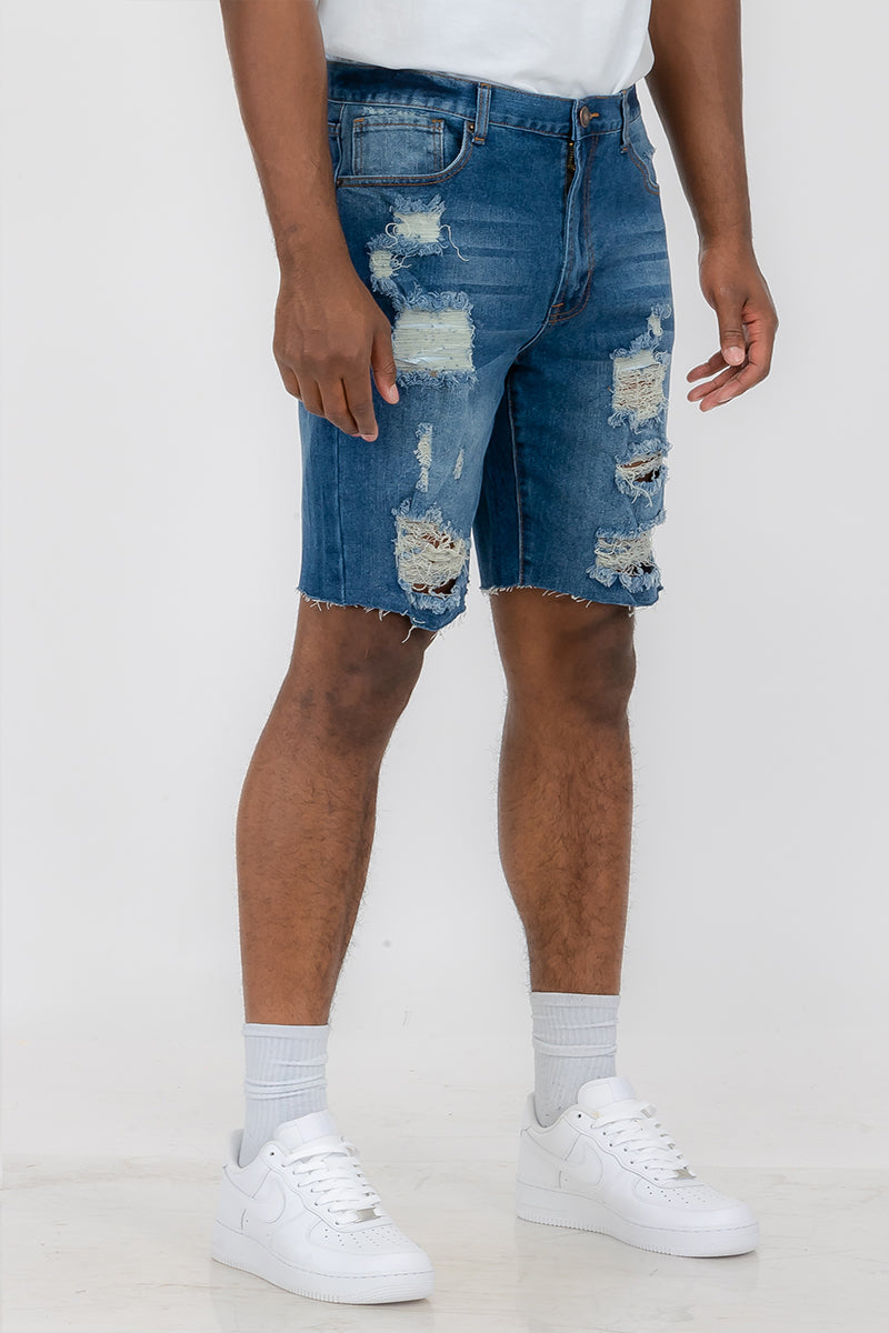 Men's Washed Distressed Denim Shorts - Casual Summer Style