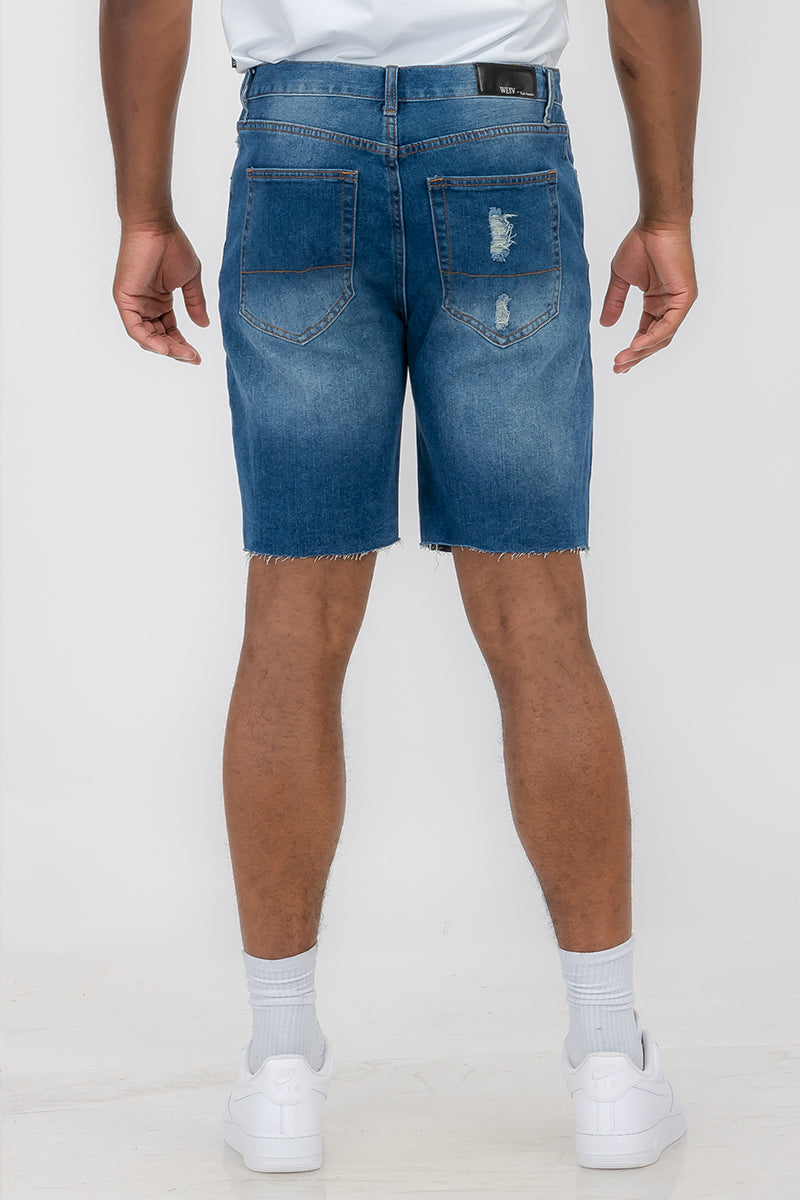 Men's Washed Distressed Denim Shorts - Casual Summer Style