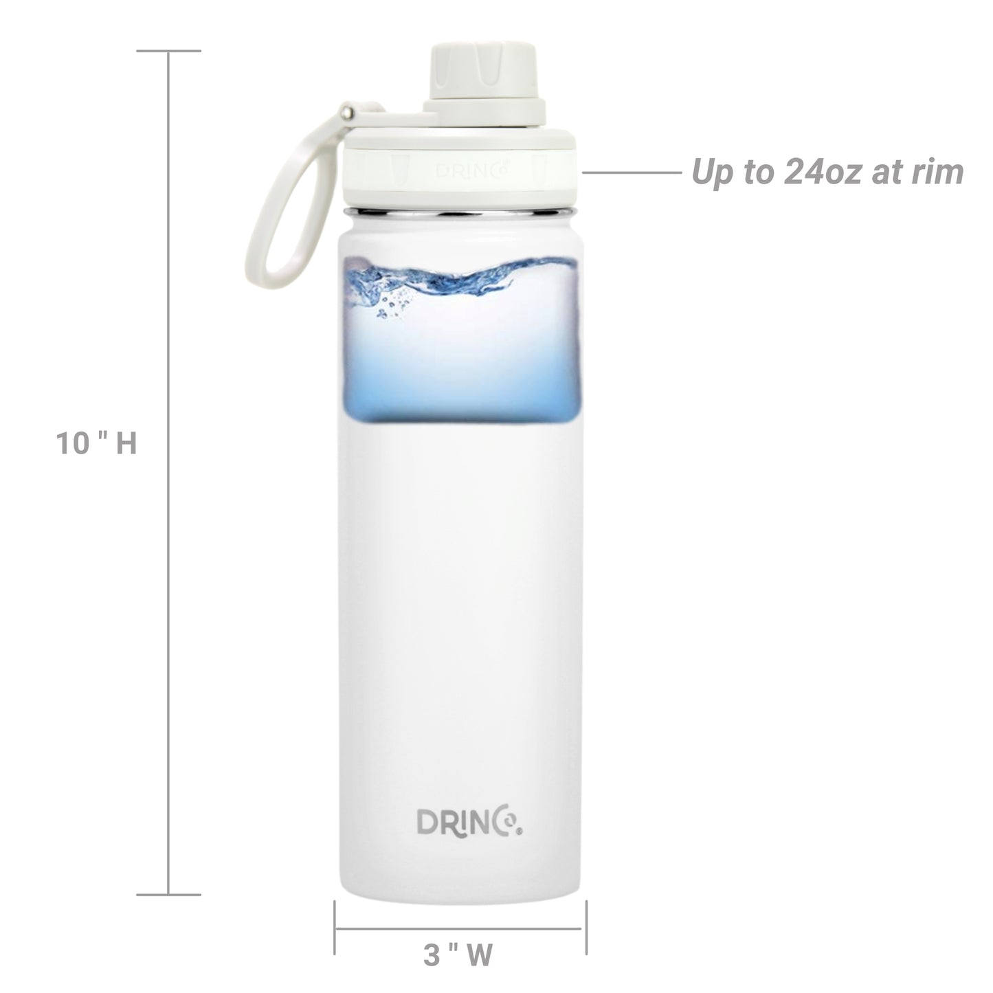 DRINCO 22oz Insulated Stainless Steel Water Bottle - Arctic White
