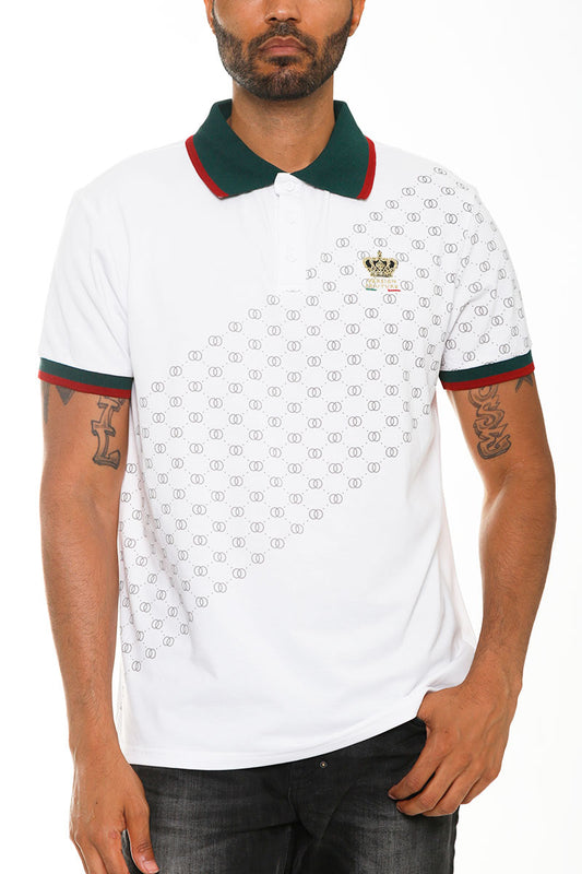 Italian Print Collared Polo Shirt