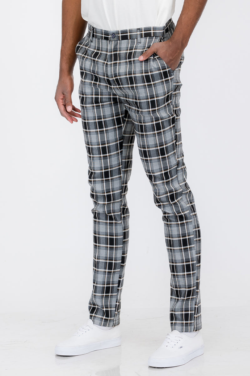 Men's Plaid Slim Fit Dress Pants - Tailored Trousers