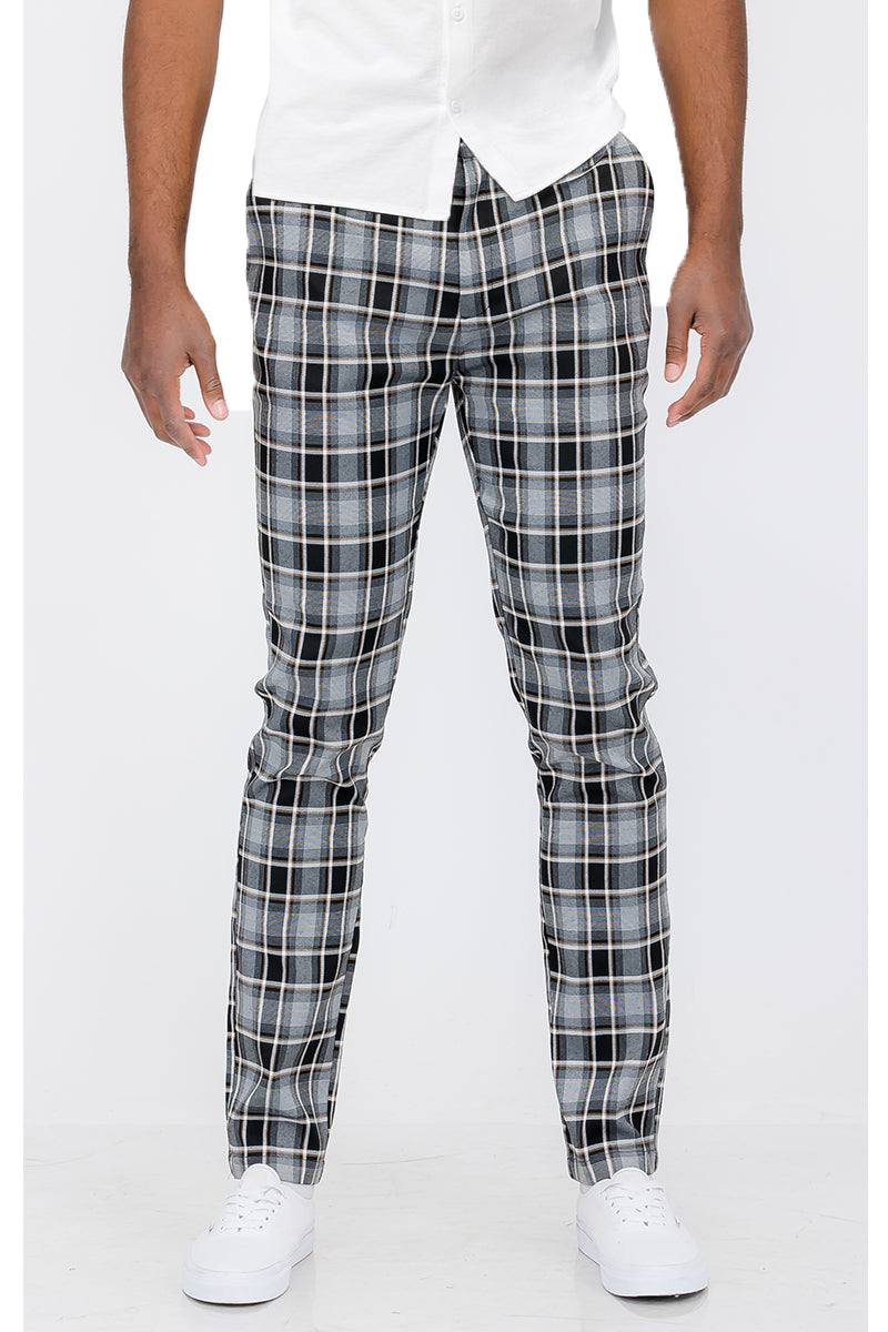 Men's Plaid Slim Fit Dress Pants - Tailored Trousers