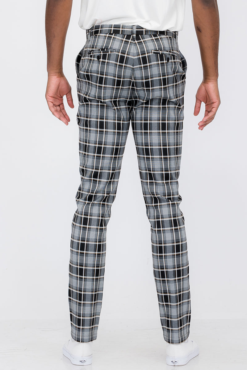Men's Plaid Slim Fit Dress Pants - Tailored Trousers